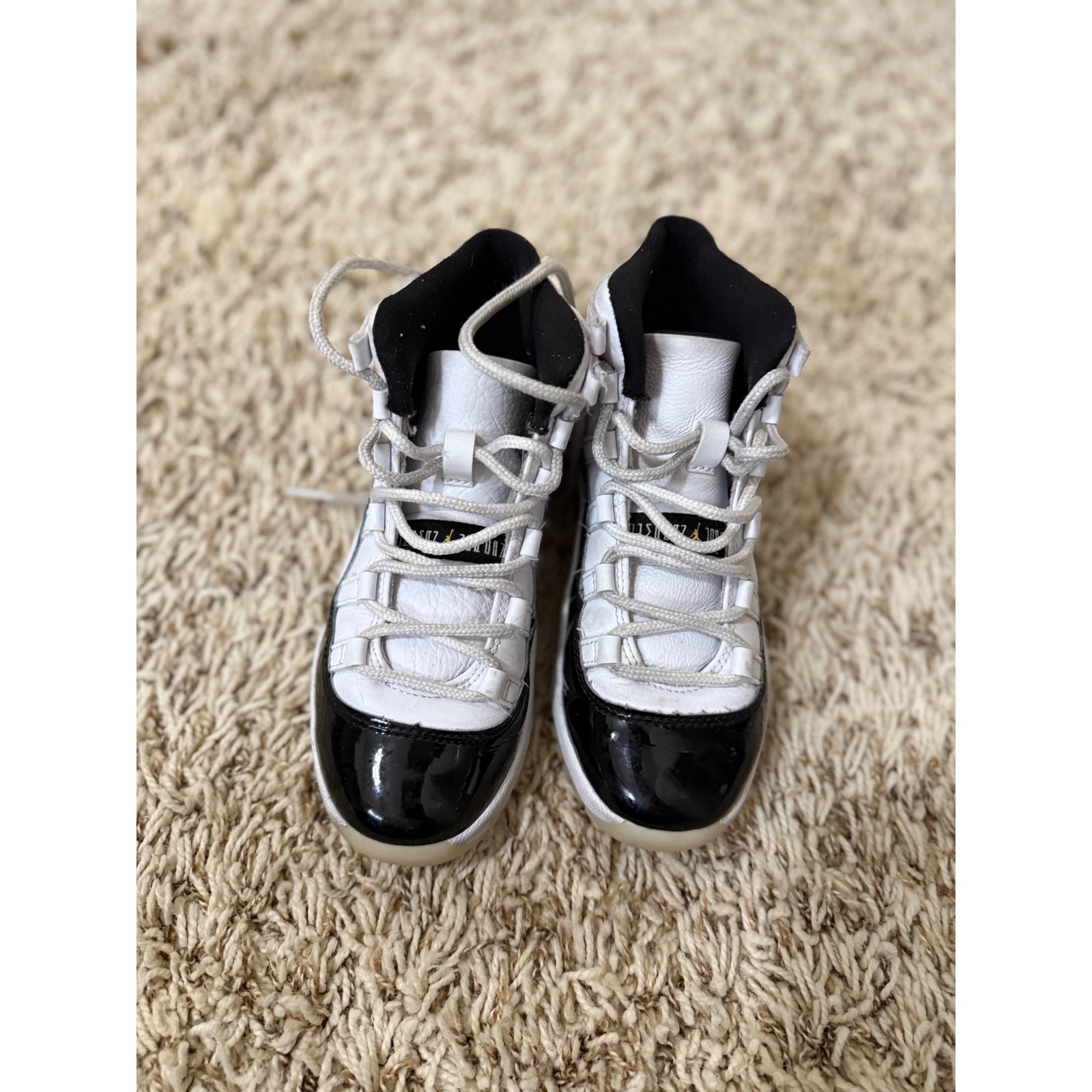 Kids Air Jordan 11 Retro Little Flex White Black Basketball Shoes